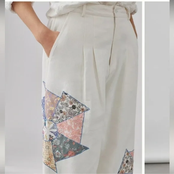 ANTHROPOLOGIE FOREVER THAT GIRL PALAZZO QUILTED PATCHWORK PANTS SIZE MEDIUM